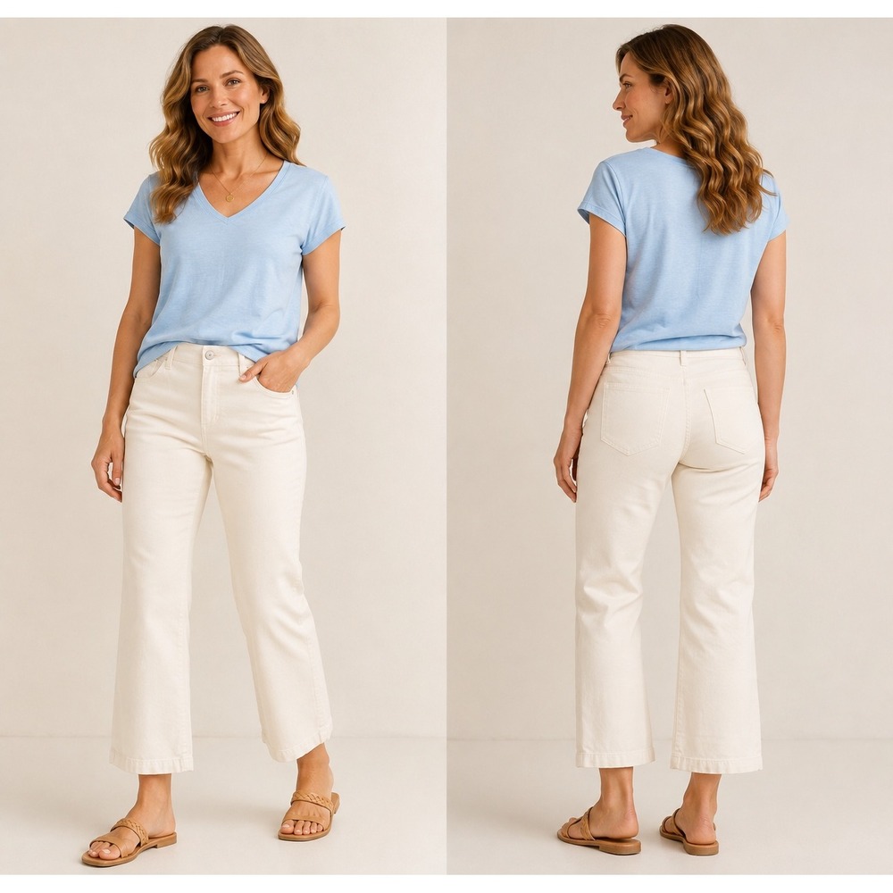 Talbots Women‎ 16 Ivory Cream Corduroy Straight Leg Slimming Panel Pants NWT